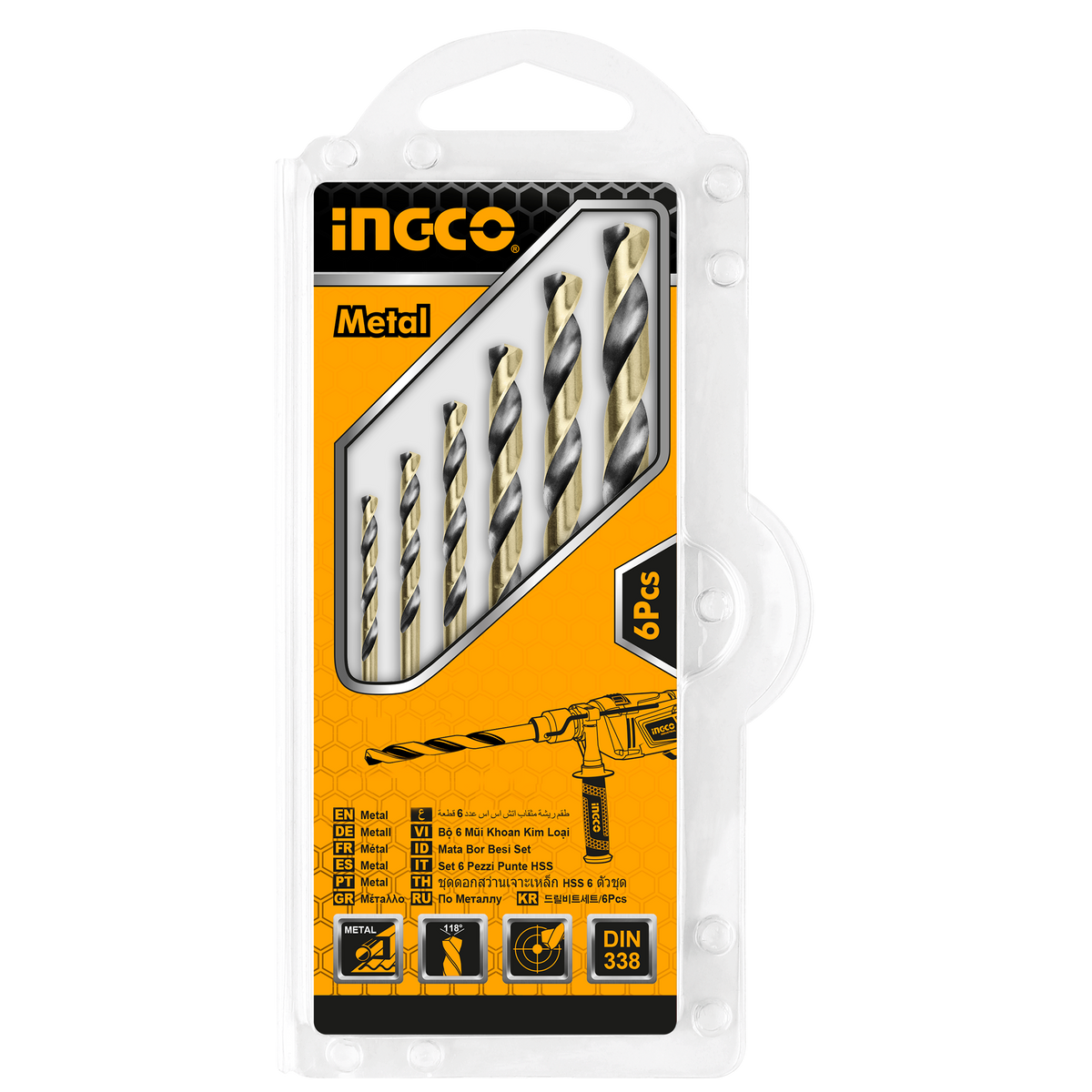 Sada 6 vrtákov HSS 2 - 8mm x 49 - 117mm Ingco