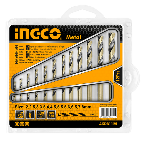 Sada 12 vrtákov na kov HSS 2 - 8mm Ingco