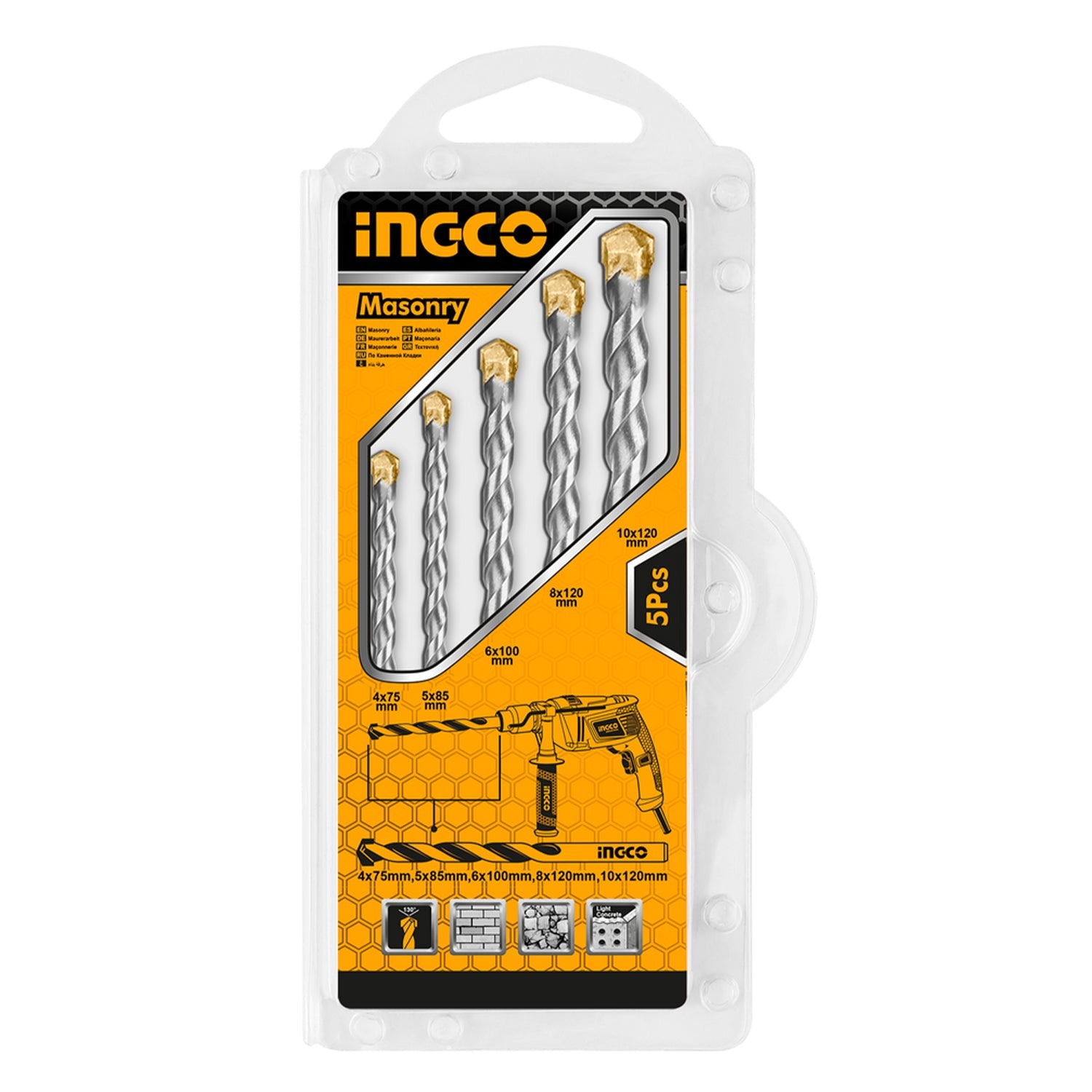 Sada 5 vrtákov do betónu Ingco