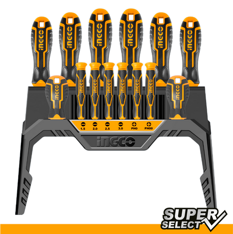 Súprava 14 skrutkovačov so stojanom ingco