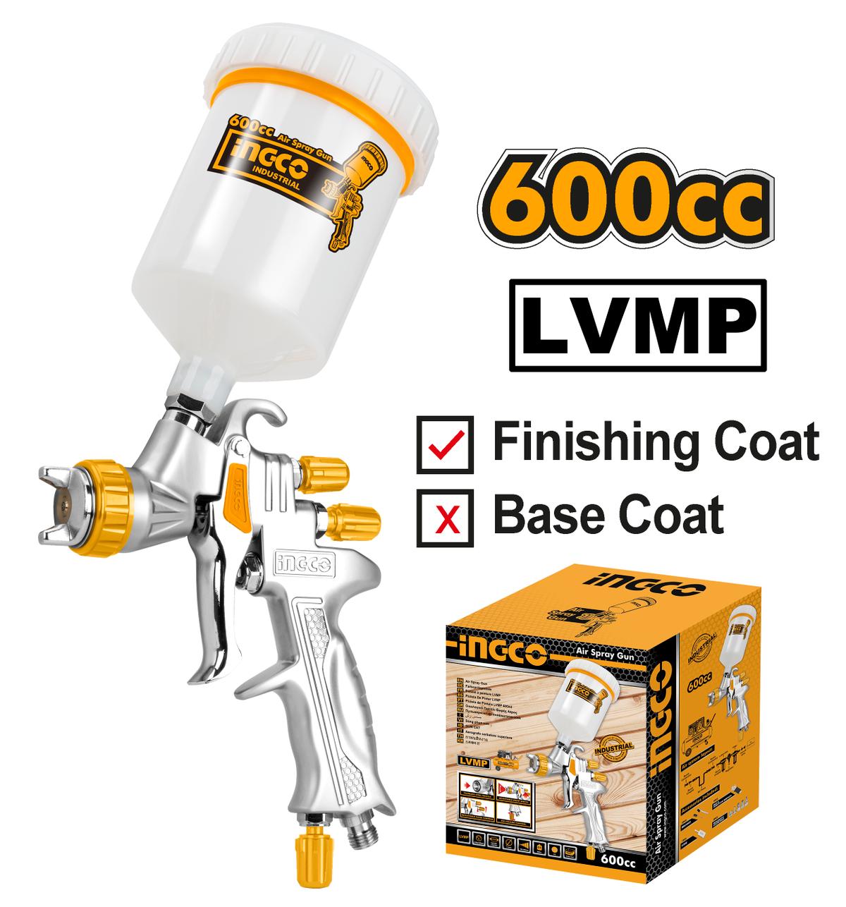 Striekacia pištoľ LVMP s hornou plastovou nádržkou 1,3mm 600ml Ingco