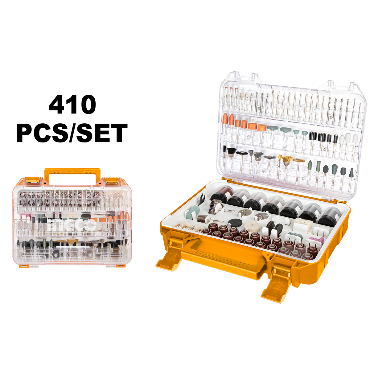 Súprava príslušenstva pre brúsku – biaxiálny leštič 410 kusov ingco