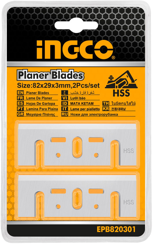 Čepeľ - nôž na hoblík, HSS, 2ks, 82 x 29 x 3mm Ingco