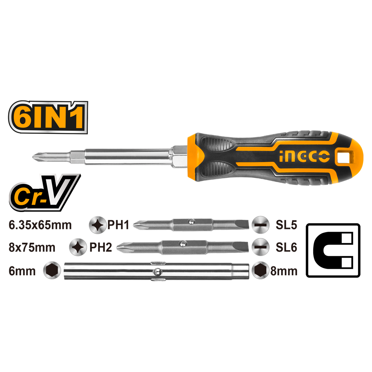 Skrutkovač 6 v 1 ingco