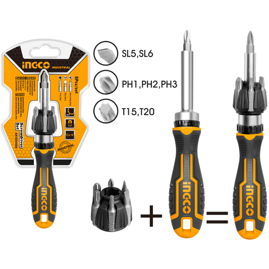 Skrutkovač s račňou 7ks Ingco