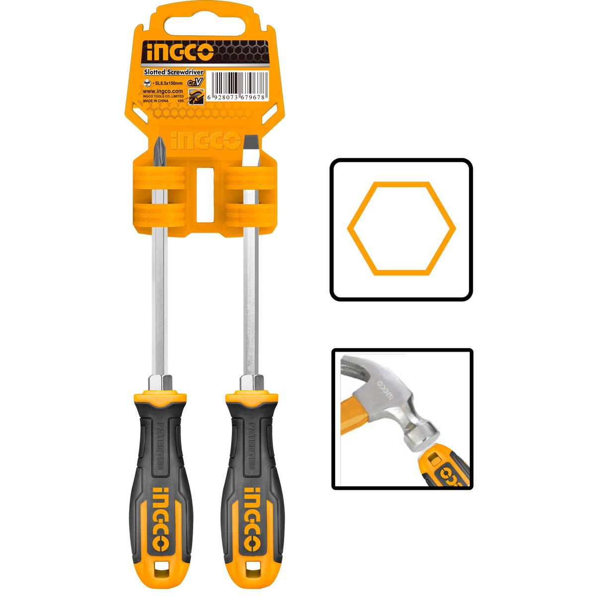Súprava 2 skrutkovačov cr-v ingco