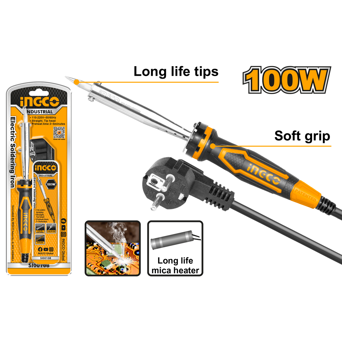 Elektrická spájkovačka 100W Ingco