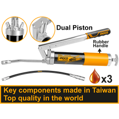 Ručná mazacia pištoľ - maznica s 2 piestami, 400ml Ingco