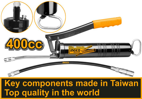 Ručná mazacia pištoľ - maznica, 400ml s 1 piestom Ingco