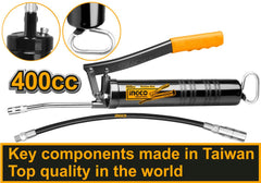 Ručná mazacia pištoľ - maznica, 400ml s 1 piestom Ingco