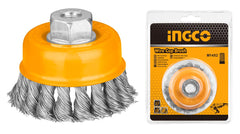 Vrkočová drôtená kefa pre uhlovú brúsku 100mm Ingco