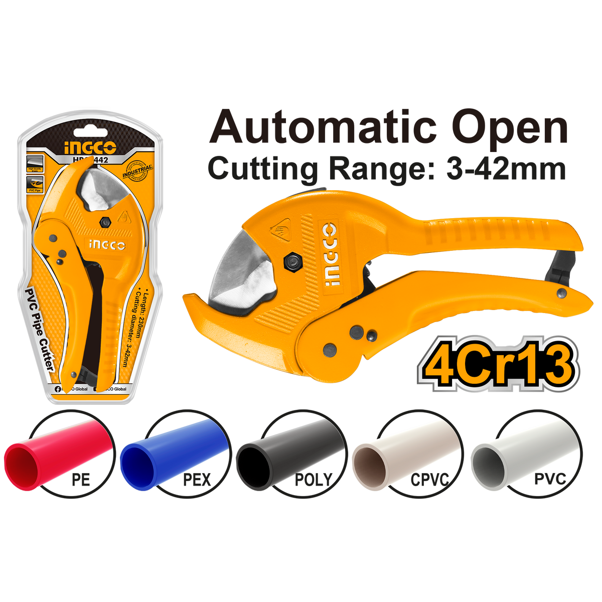 Rezačka PVC rúr - kliešte - nožnice na rezanie 42mm Ingco