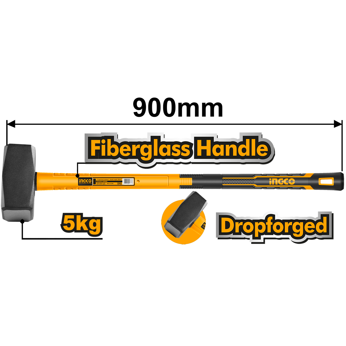 Kladivo so sklolaminátovou násadou 5kg 900mm Ingco