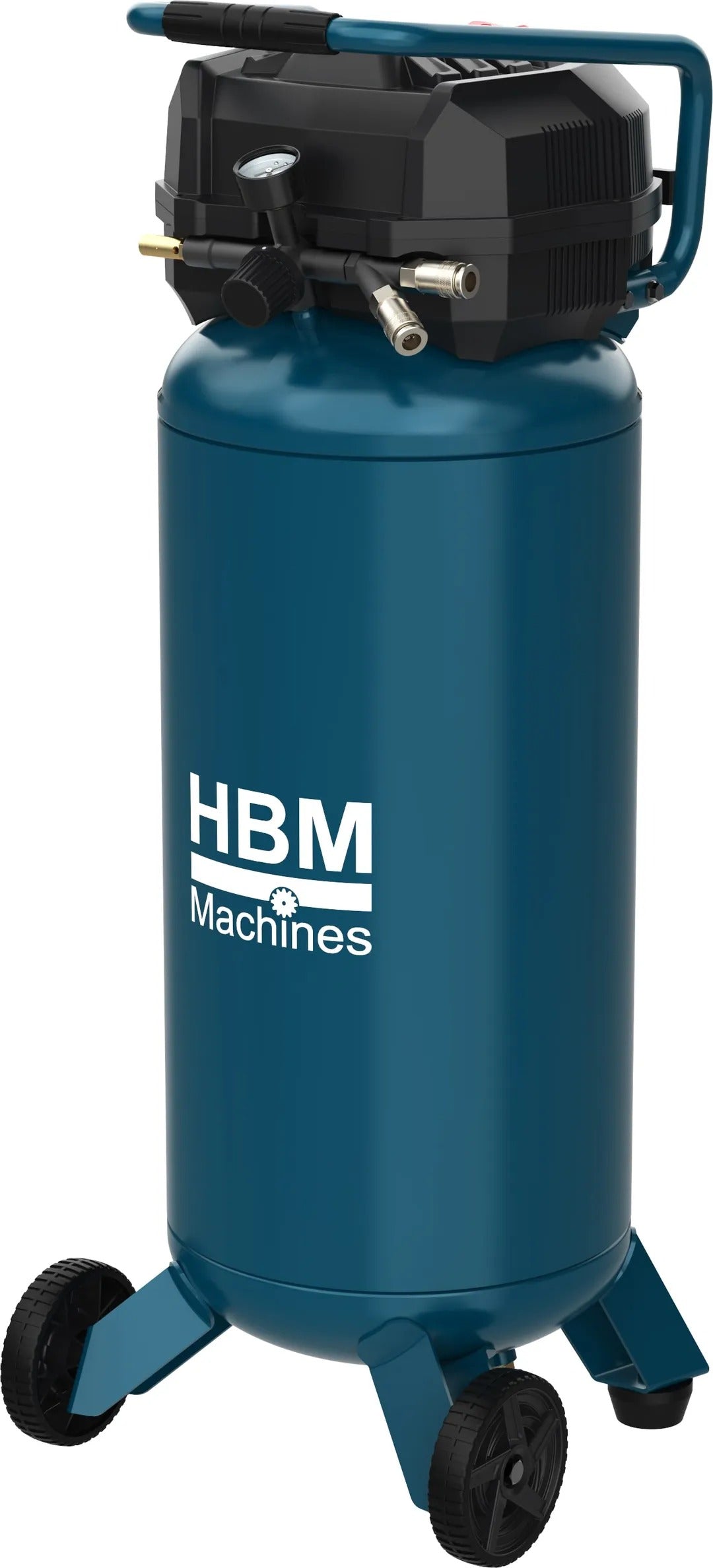 Vertikálny kompresor hbm holandsko 50 l bezolejový, 10 bar, 180 l/min, tichý, s kolesami a rúčkou, s nízkou údržbou