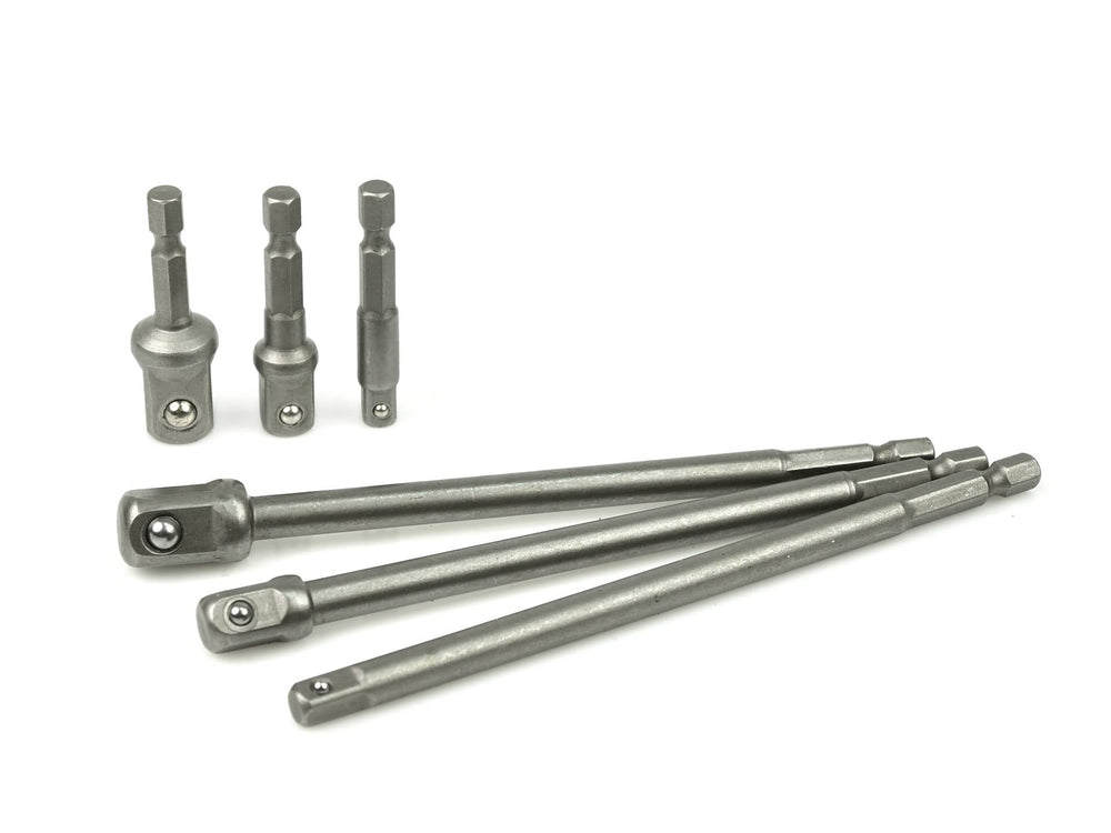 Adaptéry na bity a nástrčné hlavice, 6ks, 1/2" 3/8" 1/4", 10 - 21mm