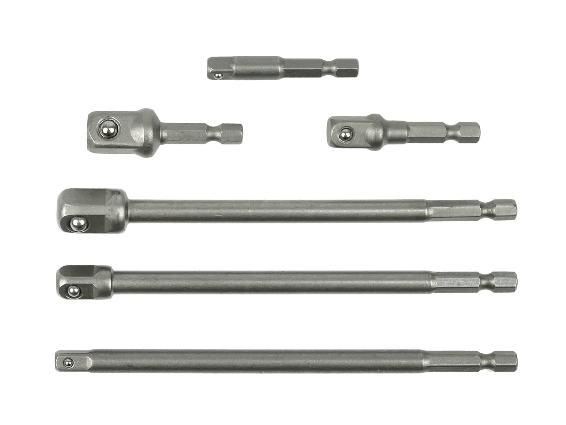 Adaptéry na bity a nástrčné hlavice, 6ks, 1/2" 3/8" 1/4", 10 - 21mm