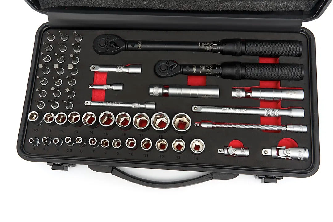 Sada presných momentových kľúčov 1/4'' a 3/8'' 1-5 nm, 10-60 nm 55 kusov hbm