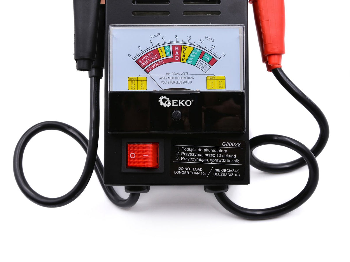 Analógový tester autobatérií 6 - 12V, Geko