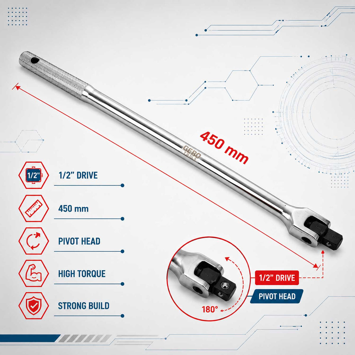 Kĺbový trhák 1/2" 450mm Gebo Tools