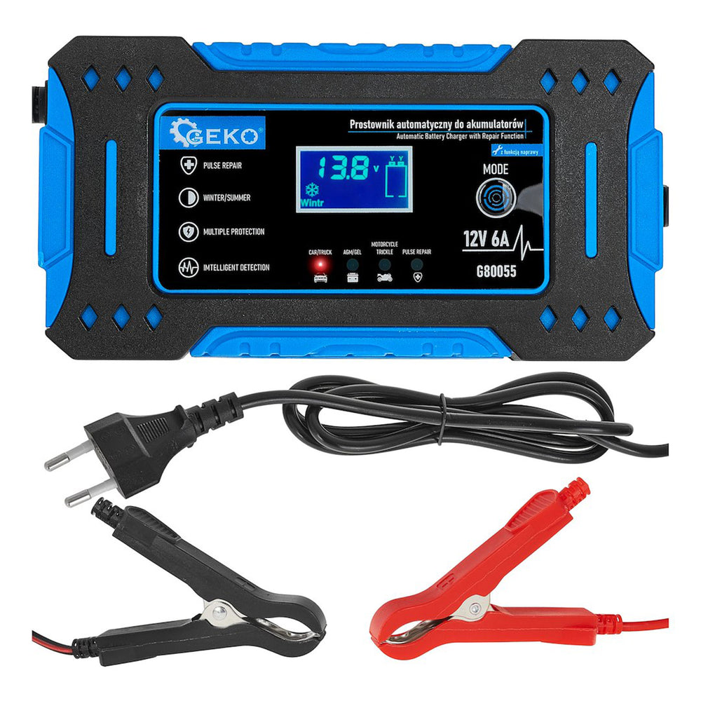 Automatická mikroprocesorová nabíjačka autobatérií s LCD displejom, 12V, 6A, pre autobatérie 2 - 150Ah, Geko
