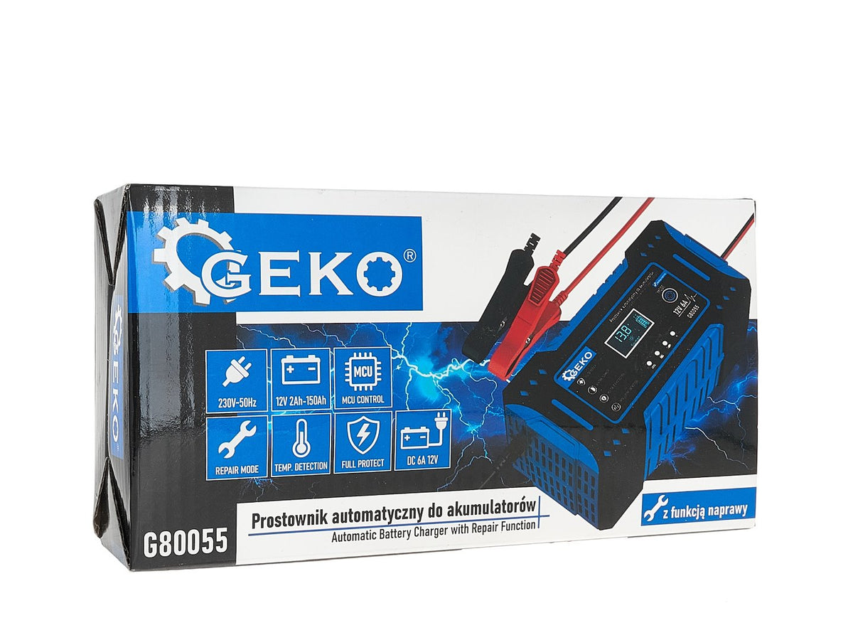 Automatická mikroprocesorová nabíjačka autobatérií s LCD displejom, 12V, 6A, pre autobatérie 2 - 150Ah, Geko