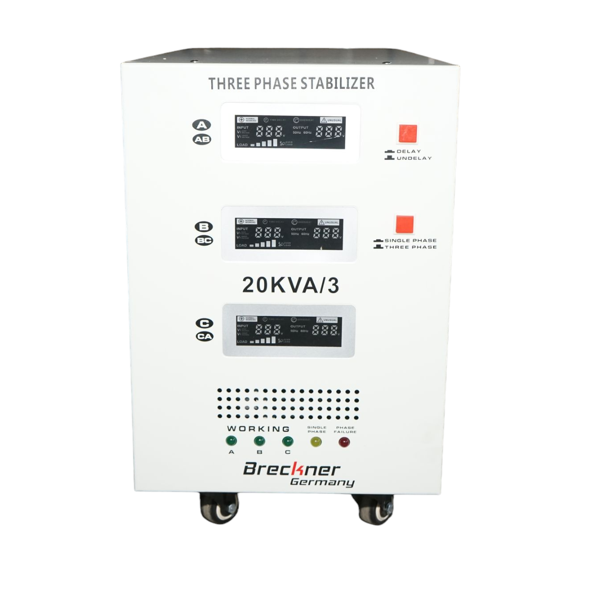 Automatický trojfázový stabilizátor napätia 20kVA, 16kW, servomechanizmus Breckner Germany