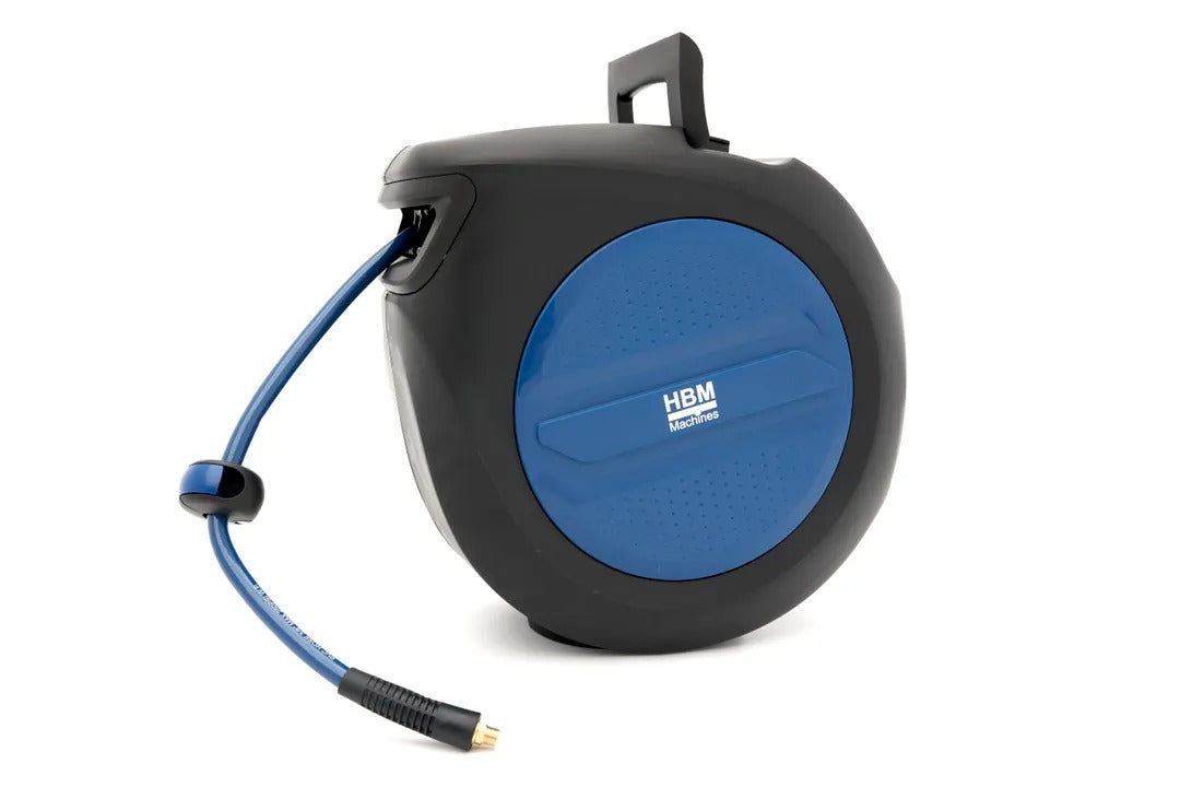 Automatický samonavíjací bubon s hadicou na stlačený vzduch, aretáciou a 180° otočným držiakom HBM