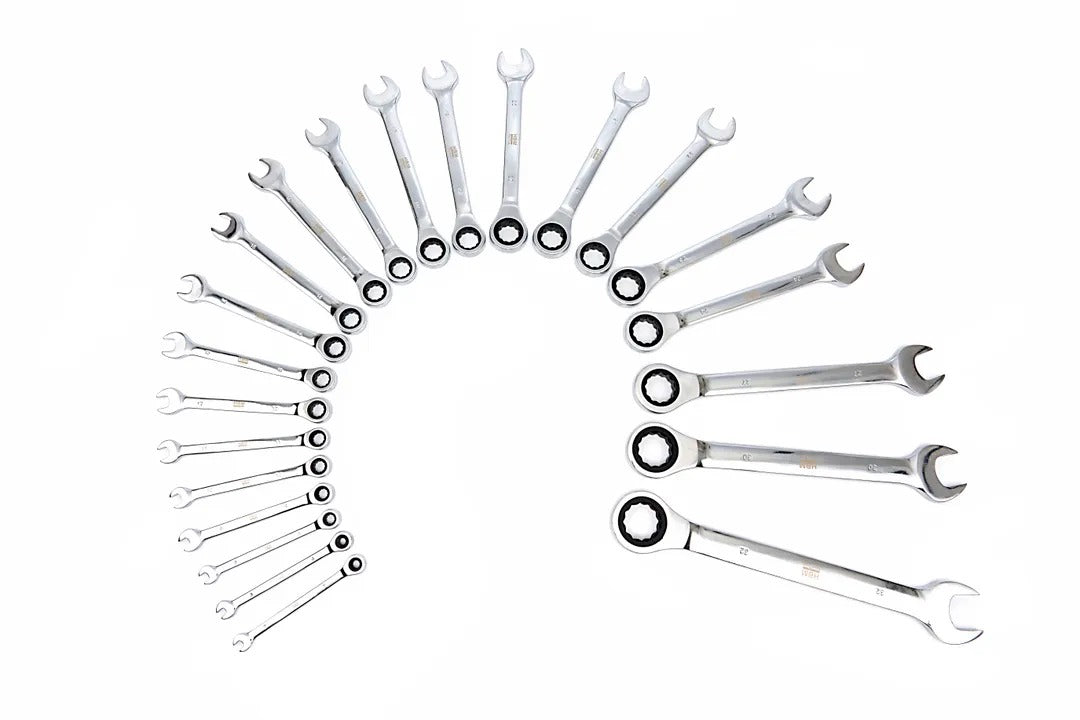 Sada kombinovaných očko-plochých kľúčov s račňou 22ks 6 - 32mm HBM