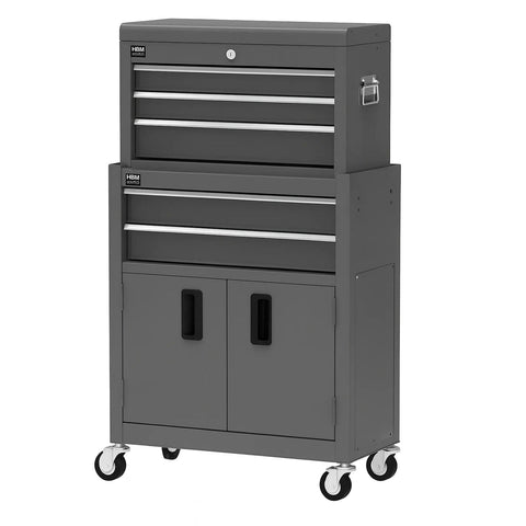 Dielenská skriňa - vozík na náradie 2ks, 8 zásuviek, sivá - HBM, premium, Holandsko