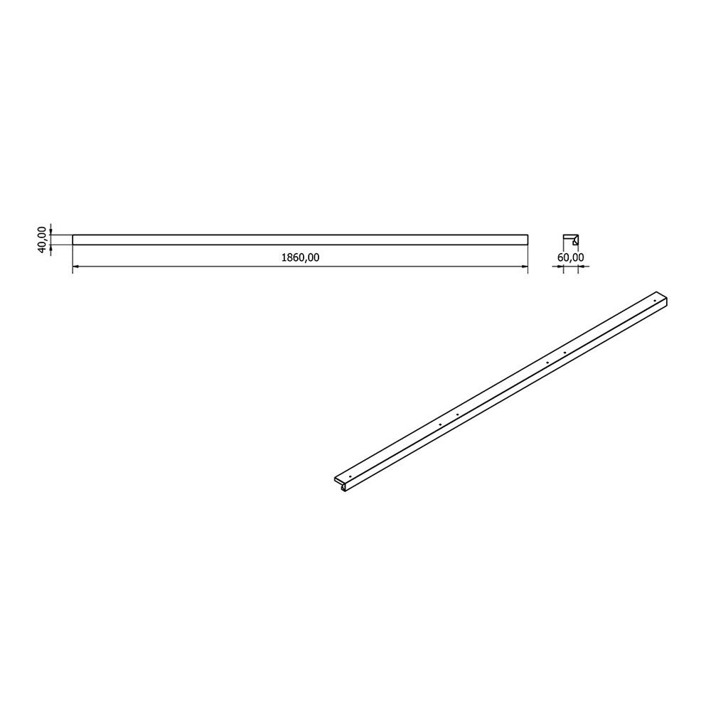 Krycia lišta LED lampy 120 cm pre moduly GB9529, GB9534 a GB9535