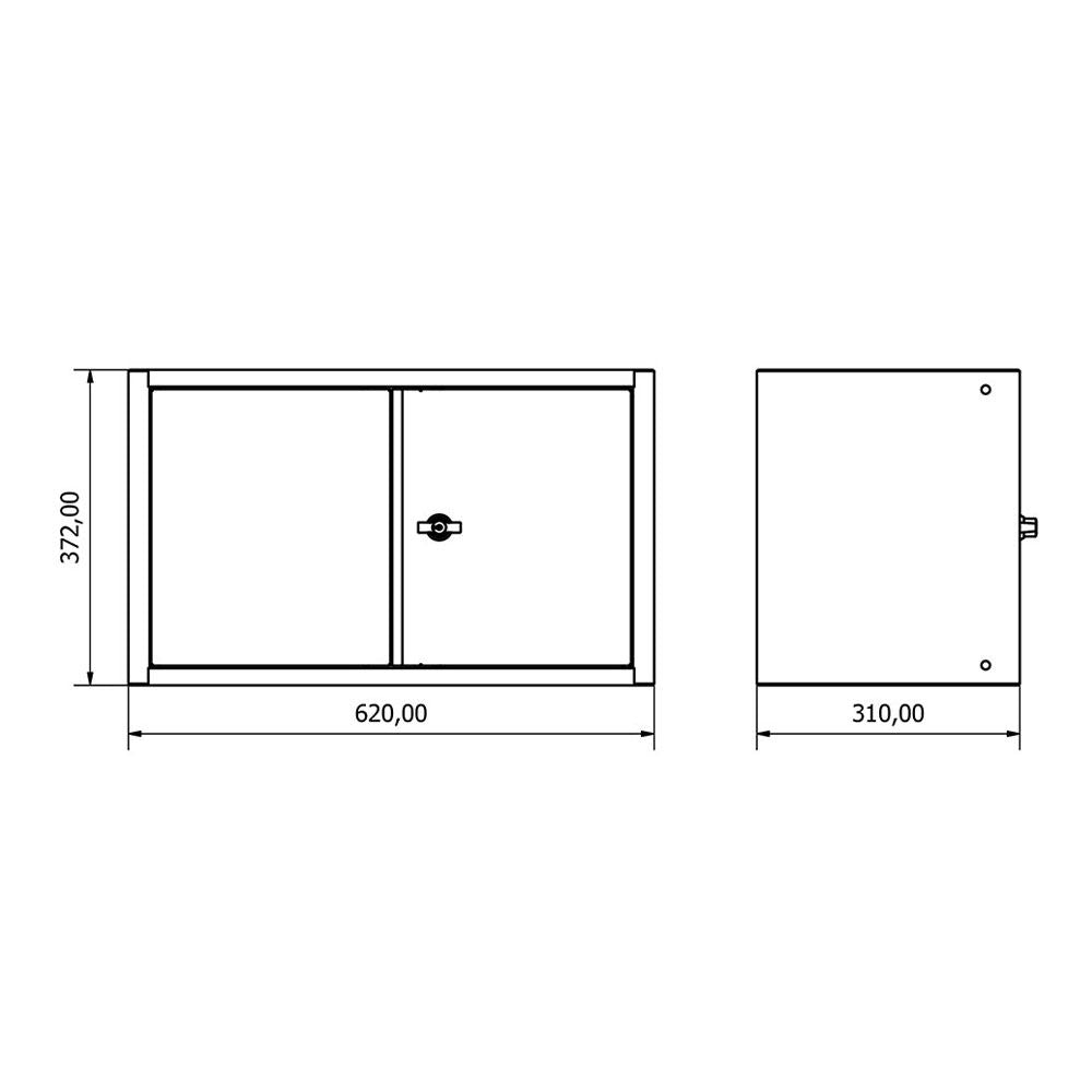 Závesný dielenský korpus s 2 dverami – 62 × 31 × 37 cm