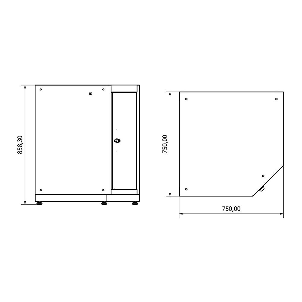 Rohová dielenská skrinka 75 x 75 x 86cm