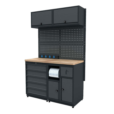 Modulárny kovový nábytok do dielne, zostava s pracovným stolom 1,24m model 1