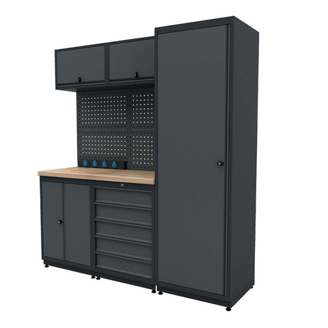 Modulárny kovový nábytok do dielne, zostava s pracovným stolom 1,86m model 2