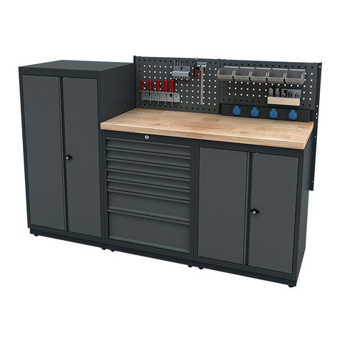 Modulárny kovový nábytok do dielne, zostava s pracovným stolom 1,88m model B