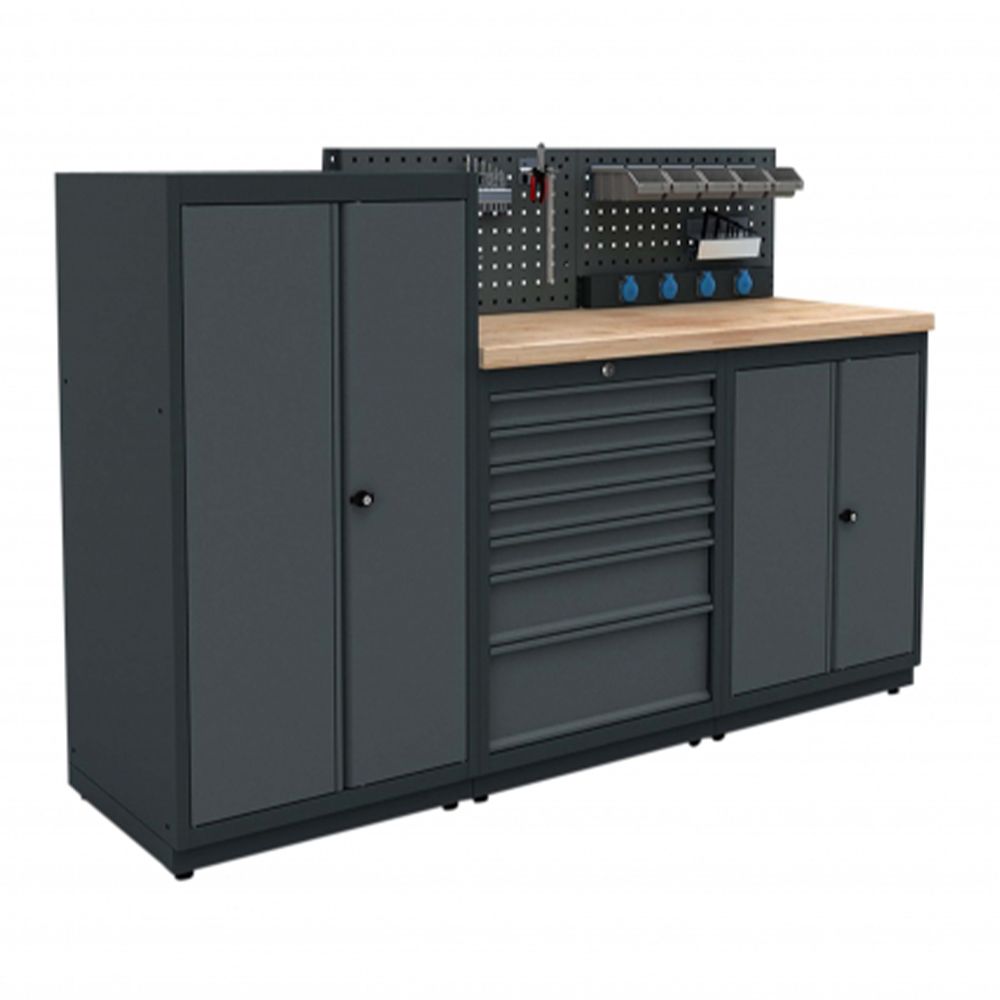 Modulárny kovový nábytok do dielne, zostava s pracovným stolom 1,88m model B