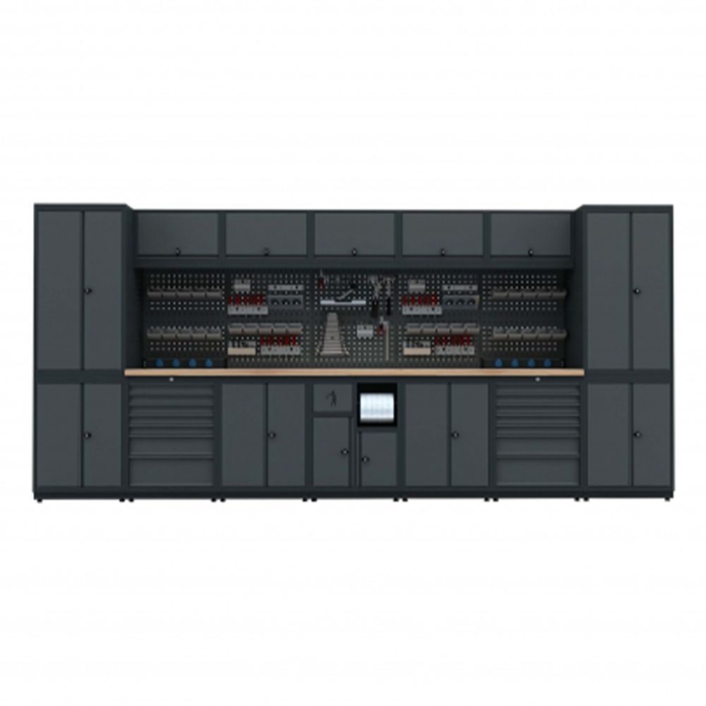 Modulárny nábytok do dielne, zostava s pracovným stolom 4,34m model I