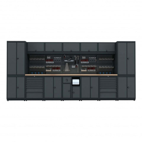 Modulárny nábytok do dielne, zostava s pracovným stolom 4,34m model I