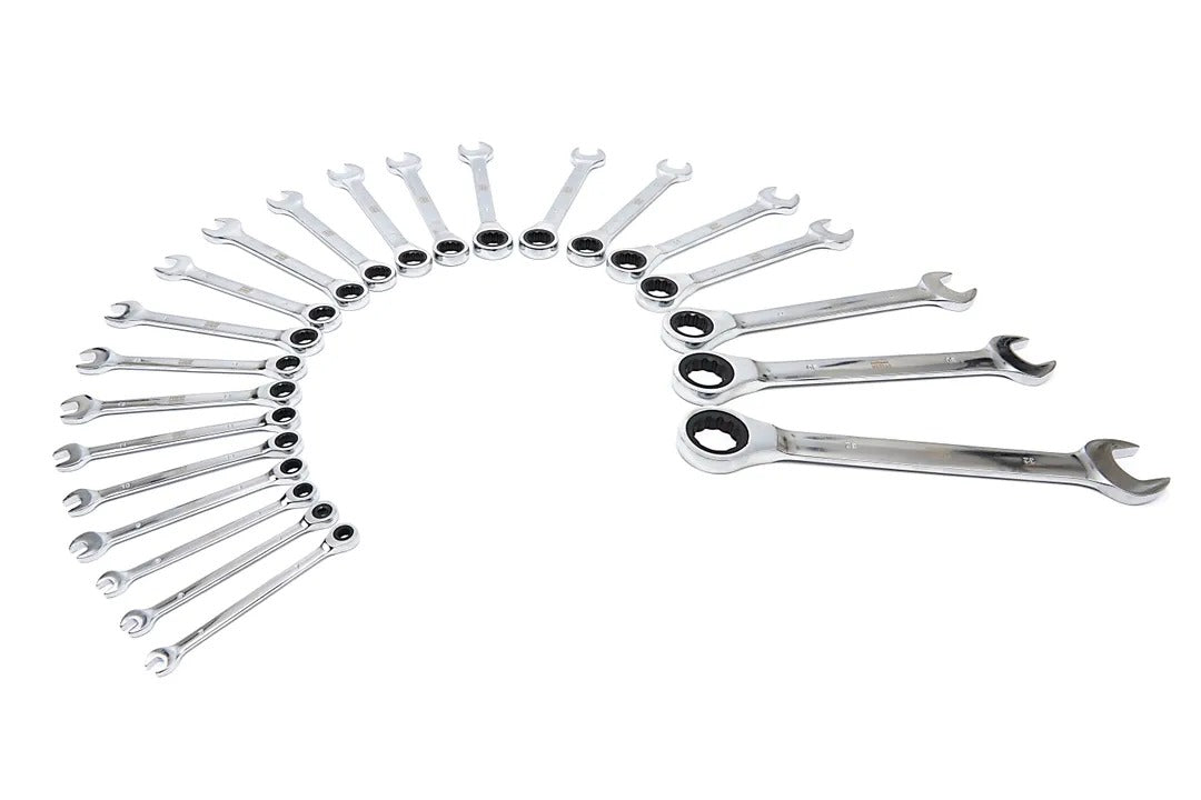 Sada kombinovaných očko-plochých kľúčov s račňou 22ks 6 - 32mm HBM