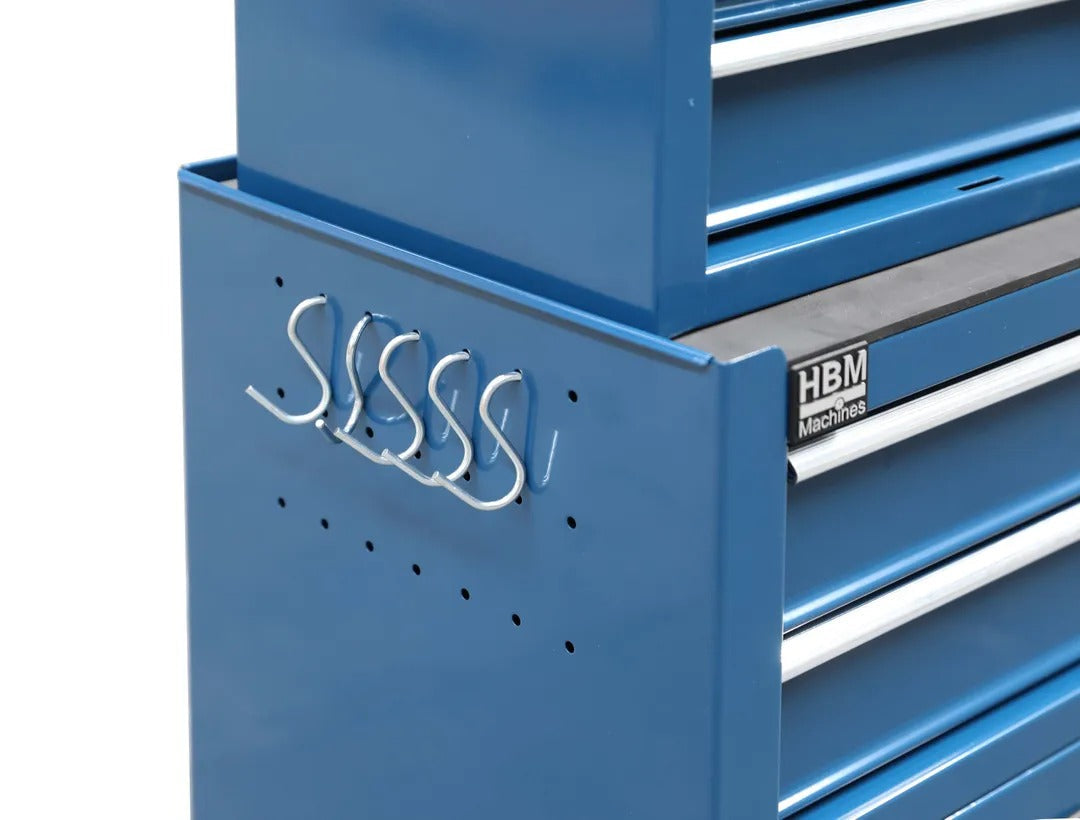 Dielenská skriňa - vozík na náradie premium 2ks, 6 zásuviek a 2 dvierka, modrá, HBM Holandsko, 61,4 × 33 × 106,4cm