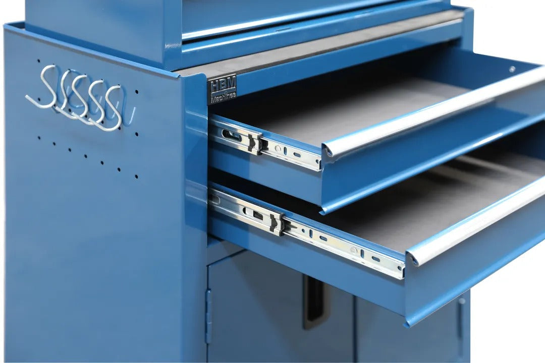 Dielenská skriňa - vozík na náradie premium 2ks, 6 zásuviek a 2 dvierka, modrá, HBM Holandsko, 61,4 × 33 × 106,4cm