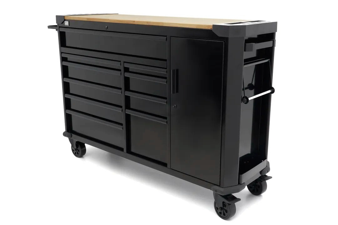 Profesionálna kovová skriňa 10 zásuviek mobilný vozík pracovný stôl 147cm, masívna drevená doska HBM holandsko