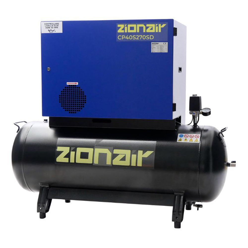 Tichý kompresor so spúšťaním star-delta 4 kw 11 bar 270 l 400 v zionair