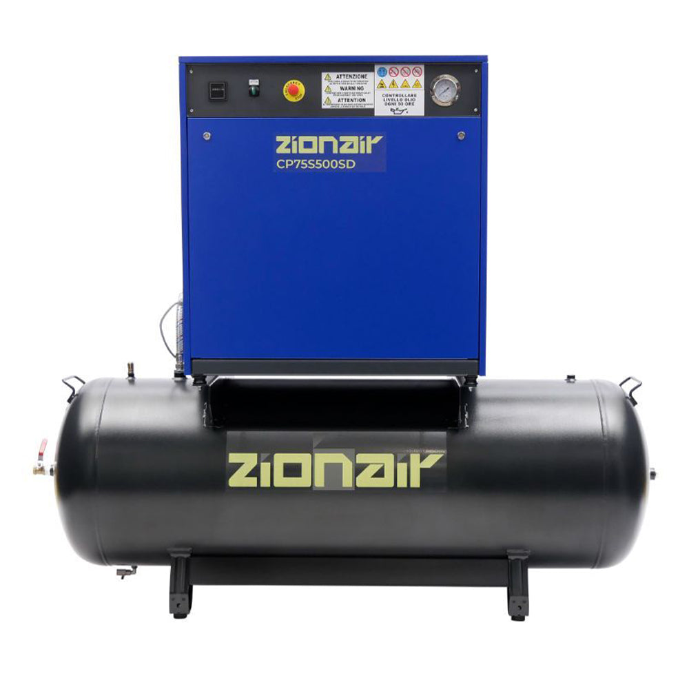 Tichý kompresor so spúšťaním star-delta 7.5 kw 11 bar 500 l 400 v zionair