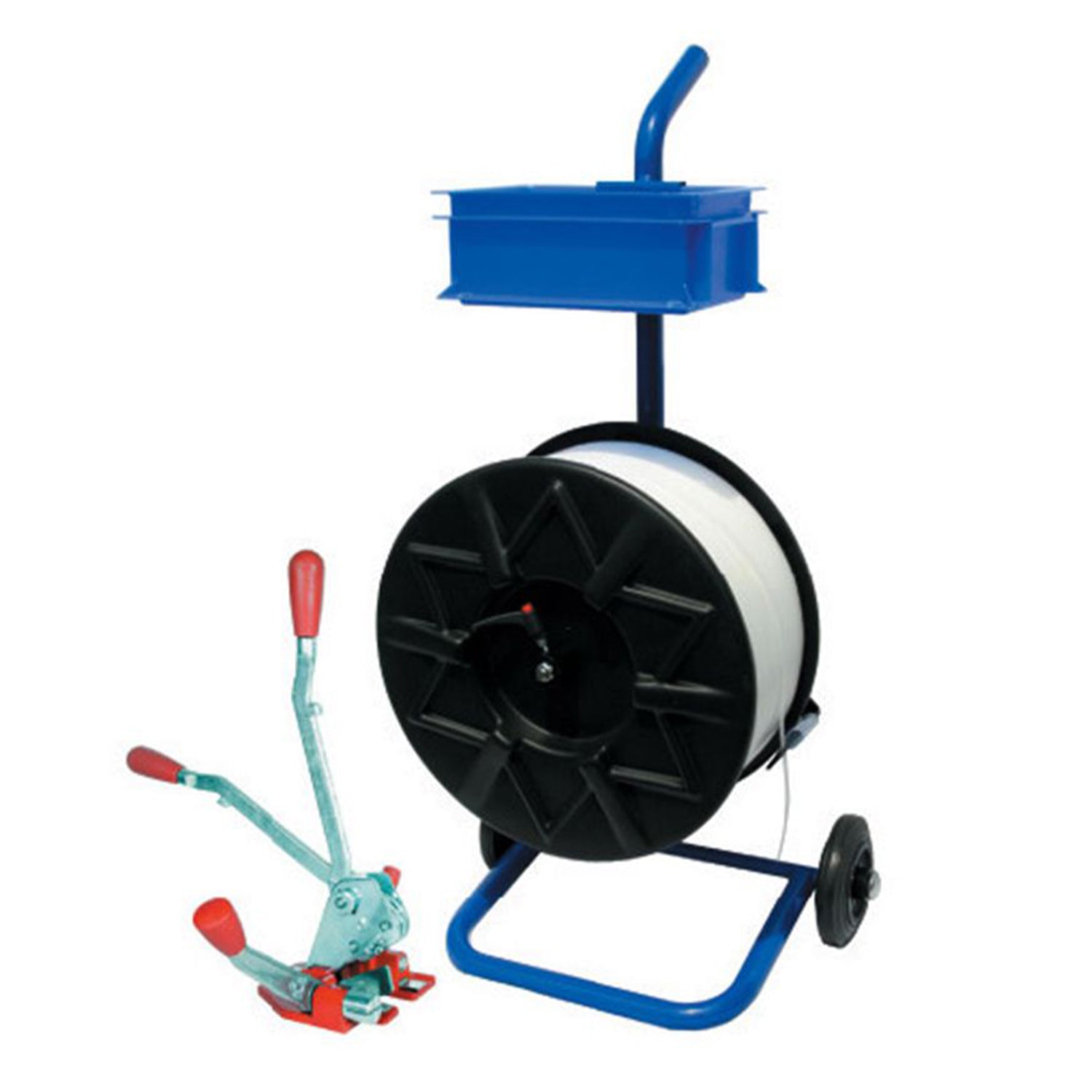 Sada kovového vozíka na pp pásku so sponami a páskovačkou