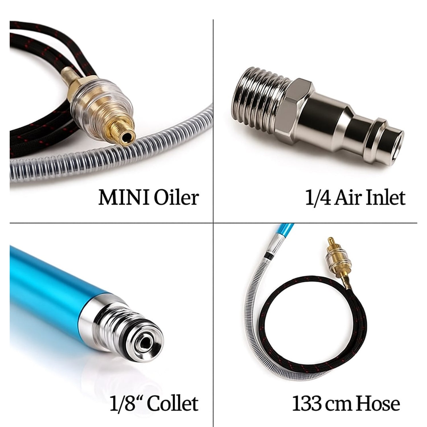 Pneumatická mikrobrúska, 17 dielov, vysoké otáčky 58 000 ot./min, kompaktný a ľahký nástroj na brúsenie, čistenie, rezanie, leštenie a zváranie