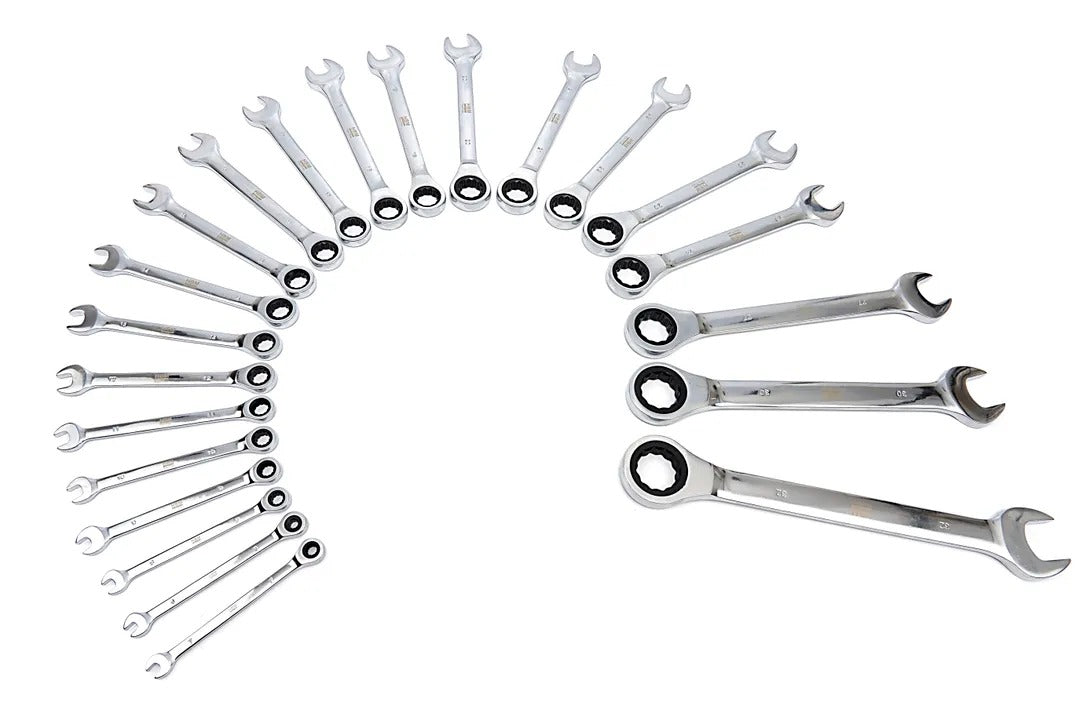 Sada kombinovaných očko-plochých kľúčov s račňou 22ks 6 - 32mm HBM