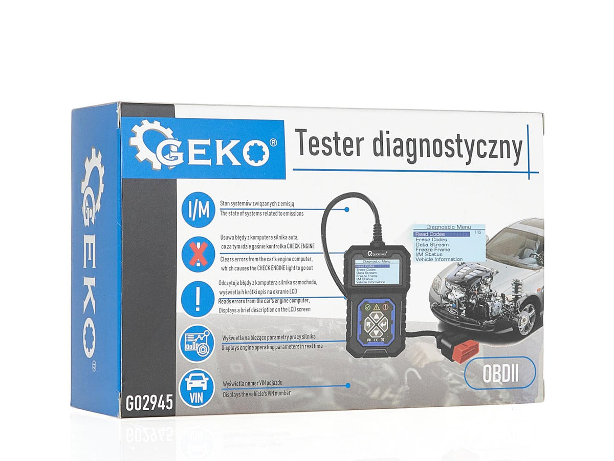 Diagnostický tester OBD II s LCD displejom - čítanie a mazanie chýb check engine