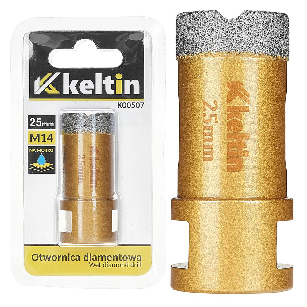 Diamantový vykružovací korunkový vrták 25mm M14, Keltin