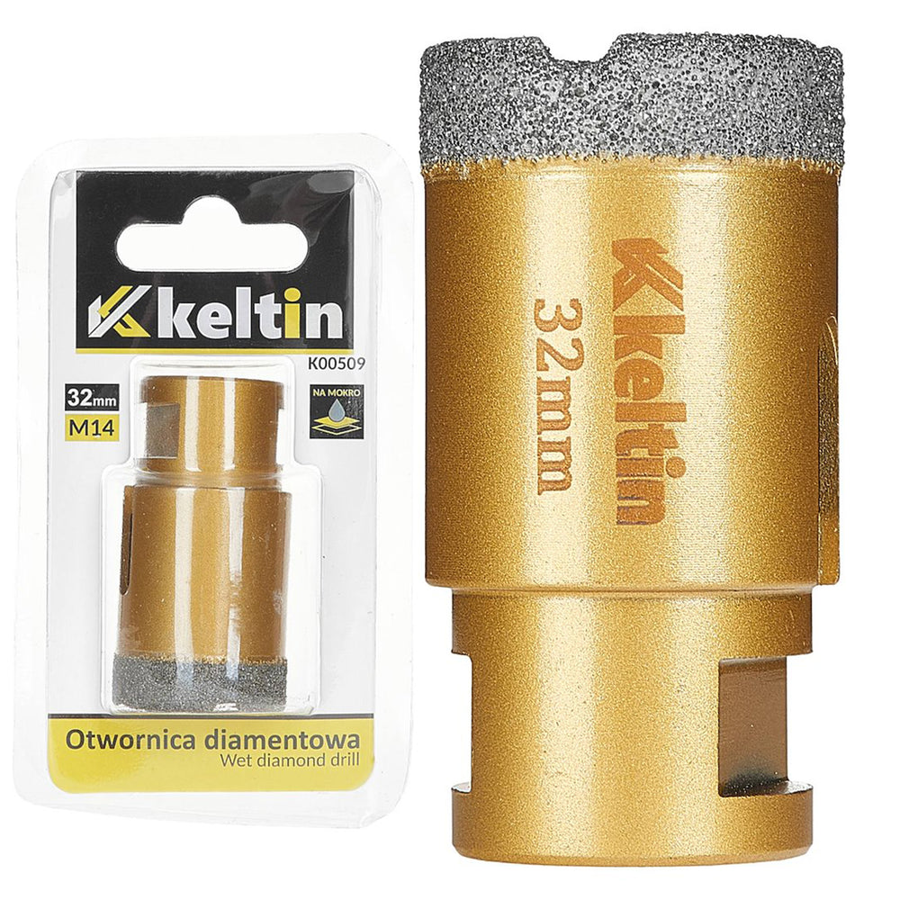 Diamantový vykružovací korunkový vrták 32mm M14, Keltin